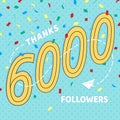 Thank you 6000 followers numbers postcard.